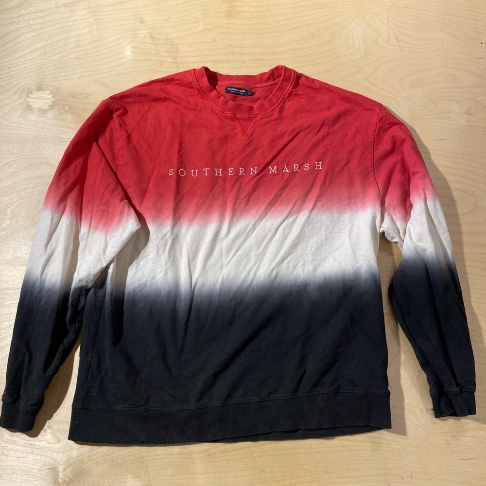 Southern Marsh Men's Red, White, and Black Crewneck Sweater XL (ET)